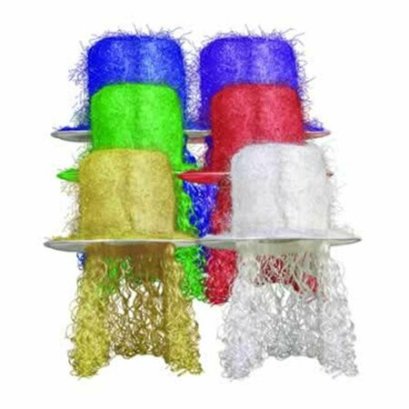 GOLDENGIFTS Tinsel Top Hat with Curly Wig - Assorted Colors - Full Head Size GO2825129